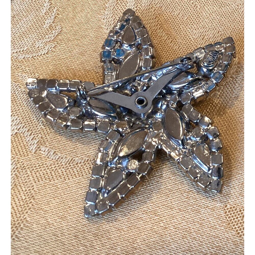 Vtg WEISS Something Old Blue Rhinestone Star Fish Brooch Pin Prong Set 2.75” - Picture 5 of 7